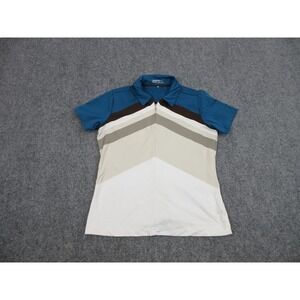 Nike Golf Nike FIT Dry Polo Shirt Womens Medium Blue Chevron 1/4 Zip Golf‎ Top